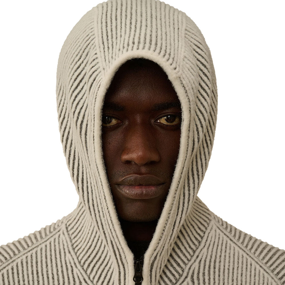 FLEECE KNIT HOODED FULL ZIP SWEATER