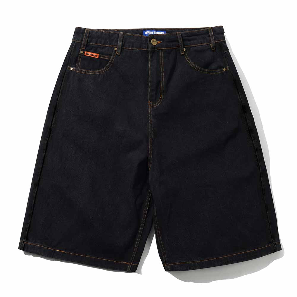 BAGGY DENIM SHORTS WASHED BLACK
