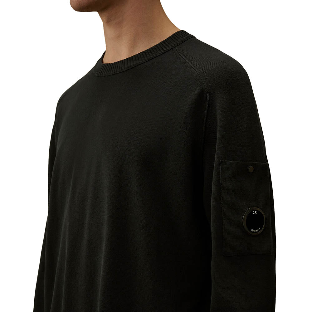 COTTON CREPE CREWNECK LENS SWEATER