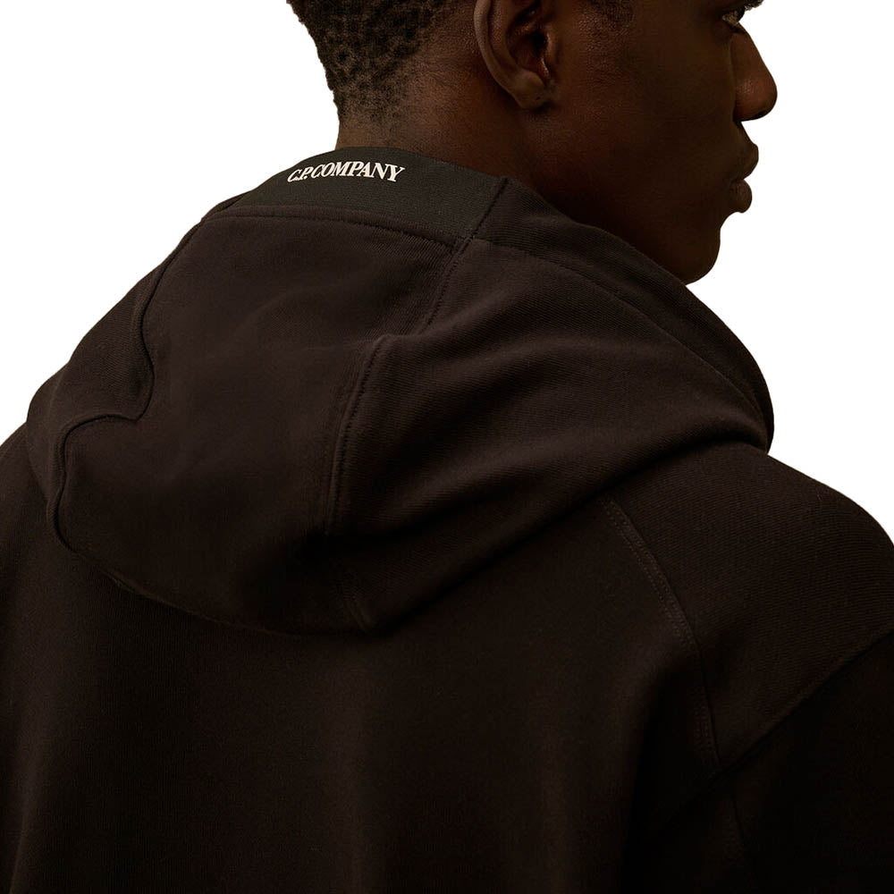 DIAGONAL RAISED FLEECE HOODED LENS SWEATSHIRT