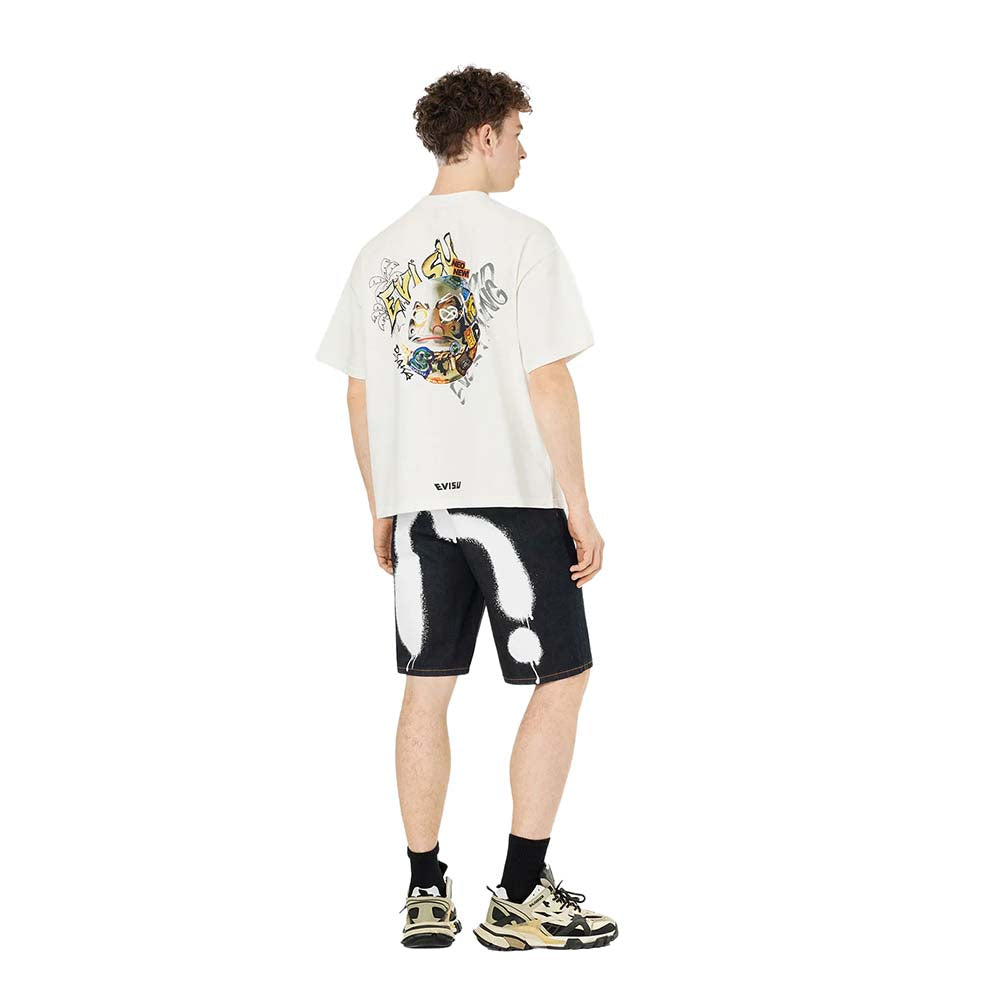 GRAFFITI DAICOCK PRINT REGULAR FIT DENIM SHORTS