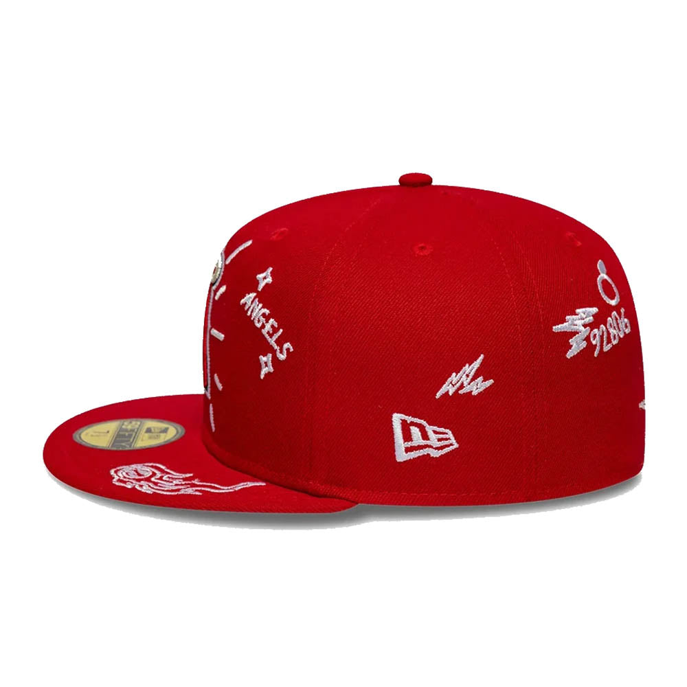 LA ANGELS MLB SCRIBBLE RED 59FIFTY CAP