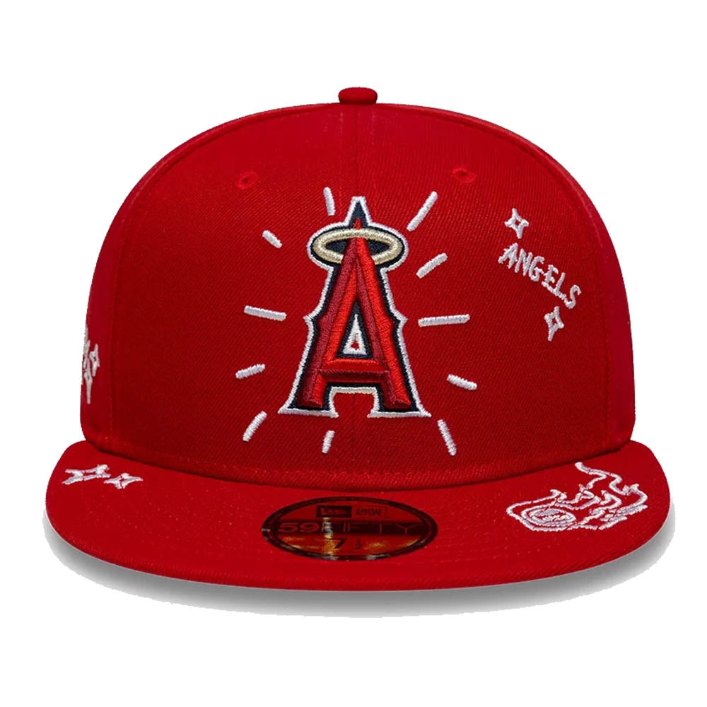 LA ANGELS MLB SCRIBBLE RED 59FIFTY CAP