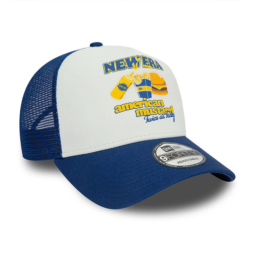 NEW ERA FOOD BURGER BLUE A-FRAME TRUCKER CAP