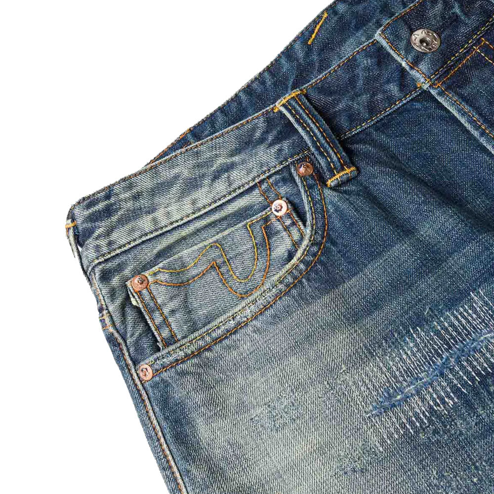 7-POCKET DESIGN WITH SEAGULL EMBROIDERY WASHED REGULAR FIT JEANS #2020