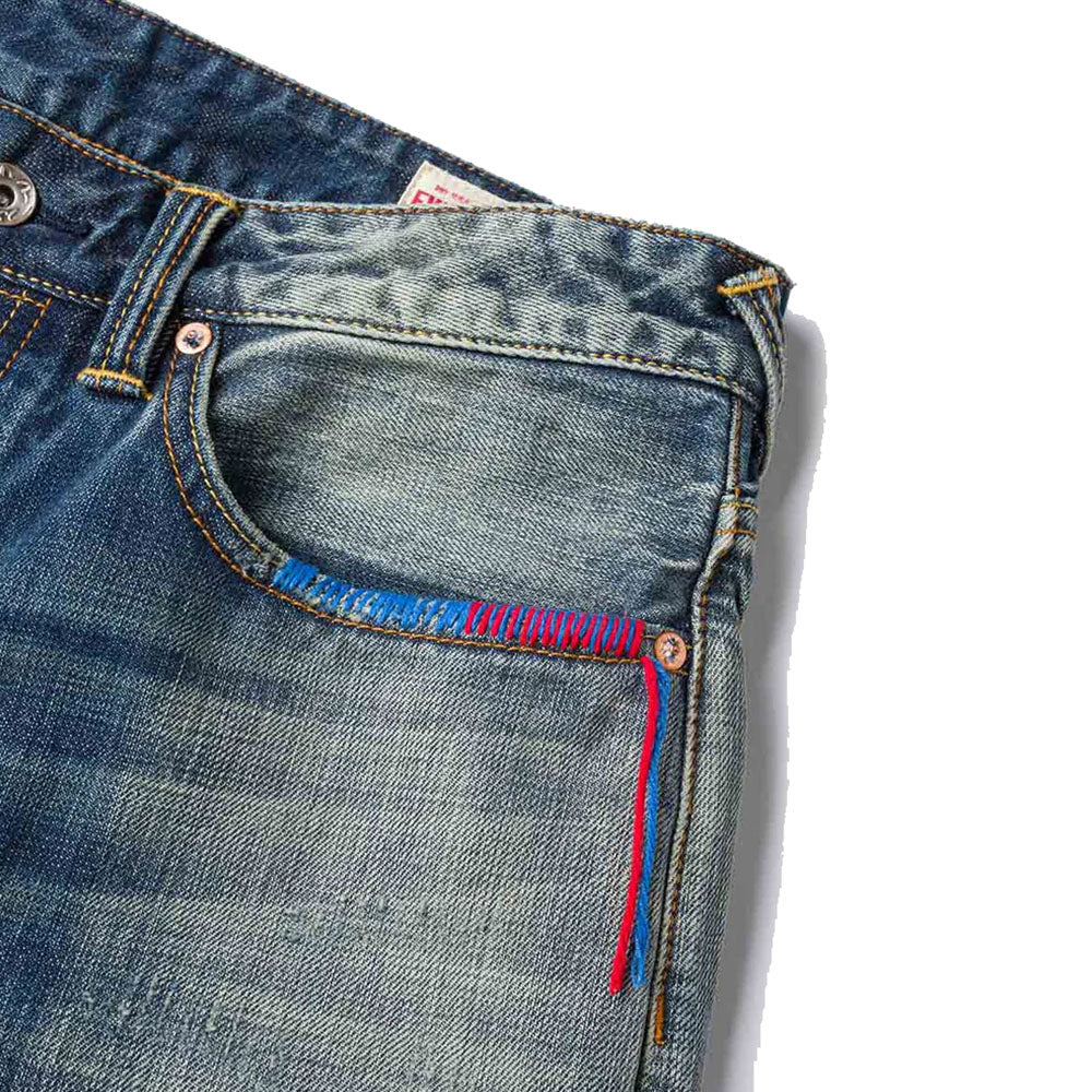 7-POCKET DESIGN WITH SEAGULL EMBROIDERY WASHED REGULAR FIT JEANS #2020
