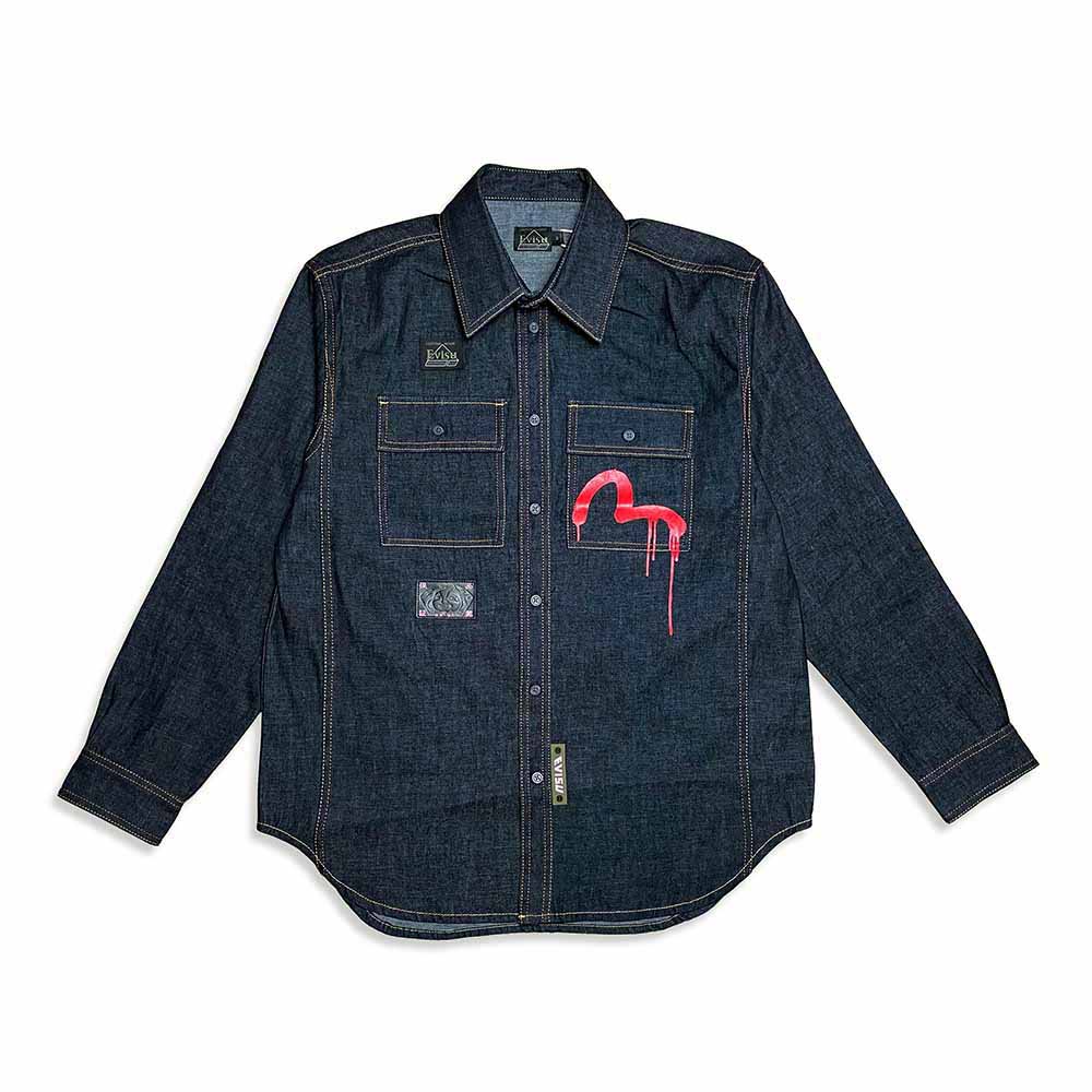 EVISU X EBBASTA BALL DAICOCK DENIM SHIRT