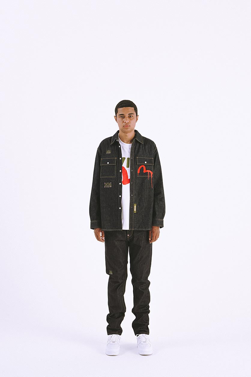 EVISU X EBBASTA BALL DAICOCK DENIM SHIRT