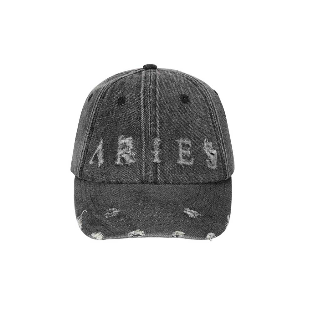 LASER LOGO DISTRESSED DENIM CAP