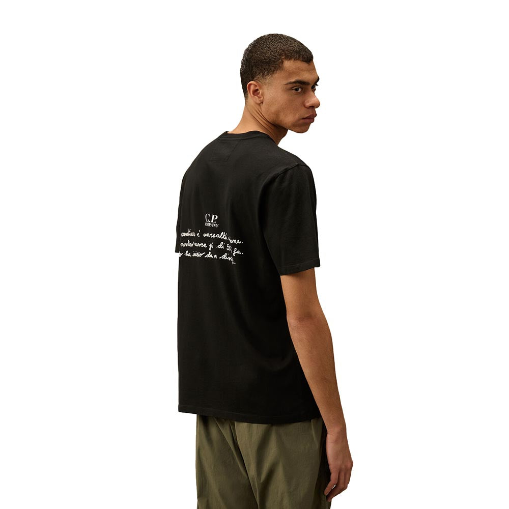 CP COMPANY｜ (24/1 Jersey Back Letter T-Shirt (18CMTS319 C.P. Company 24/1 jersey back letter t-shirt - Black | Kozmo