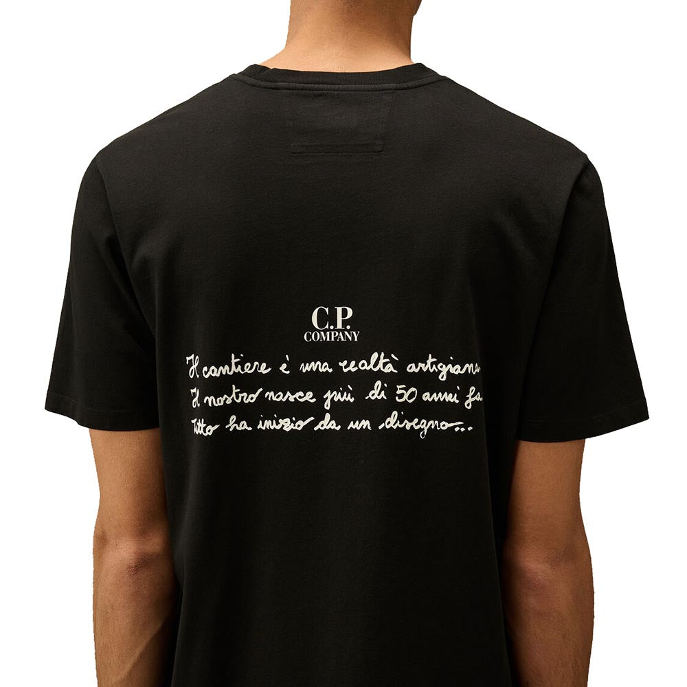 CP COMPANY｜ (24/1 Jersey Back Letter T-Shirt (18CMTS319 C.P. Company 24/1 jersey back letter t-shirt - Black | Kozmo
