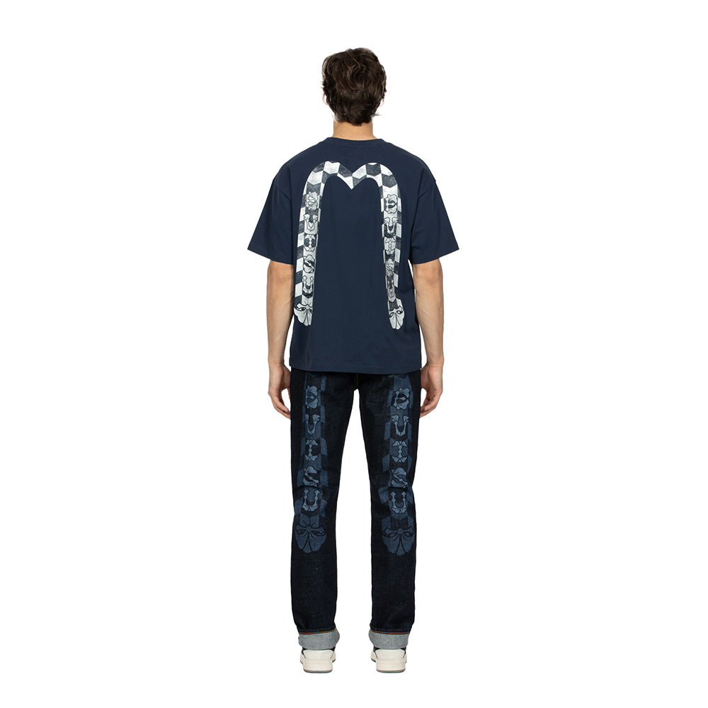 MONOGRAM DAICOCK DISCHARGED PRINT SLIM FIT JEANS #2010