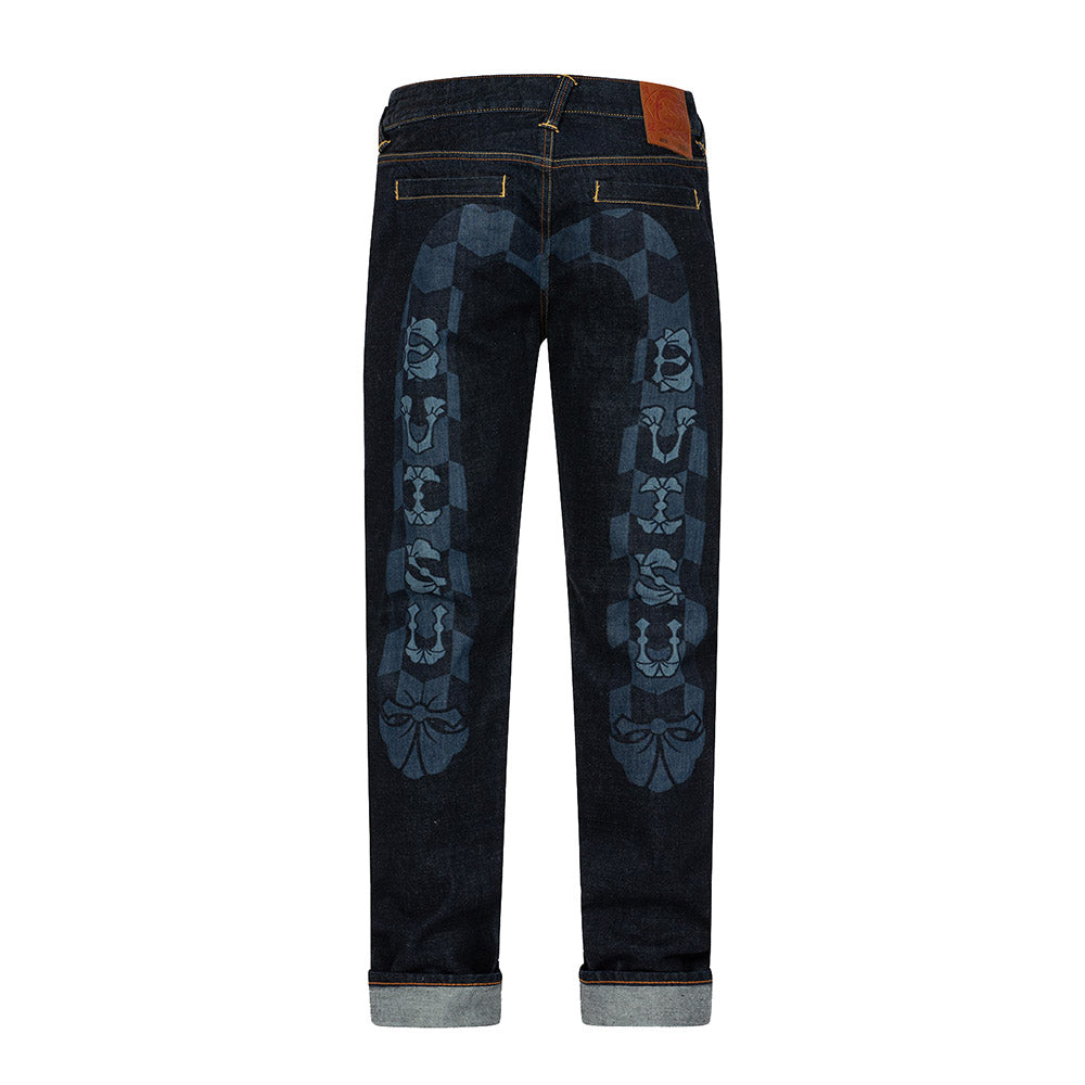 MONOGRAM DAICOCK DISCHARGED PRINT SLIM FIT JEANS #2010