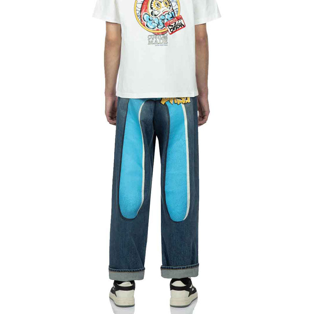 GRAFFITI DAICOCK PRINT DENIM JEANS