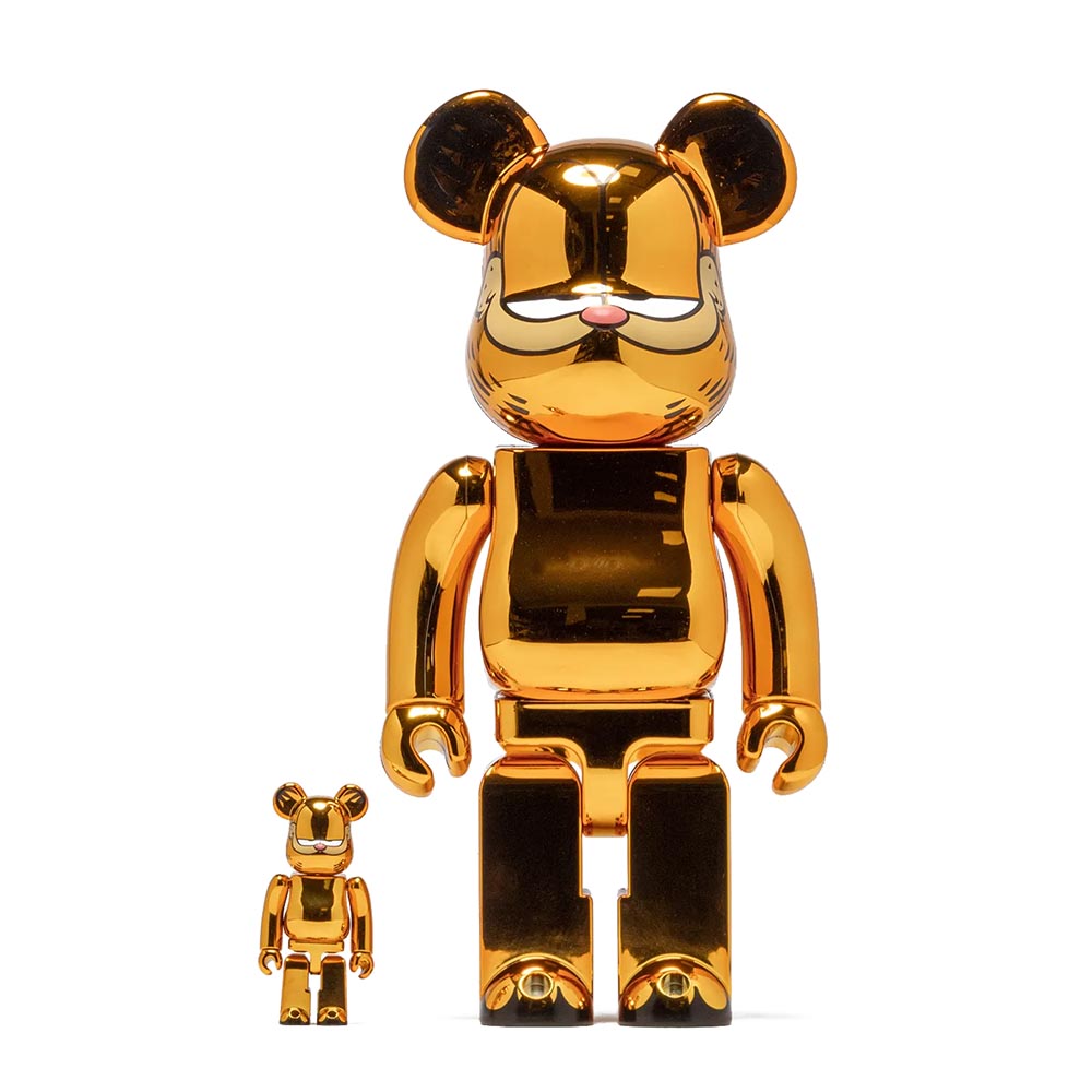 BEARBRICK 400% GARFIELD GOLD CHROME 2-PACK