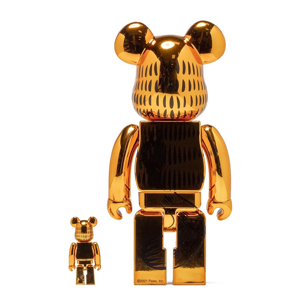 BEARBRICK 400% GARFIELD GOLD CHROME 2-PACK