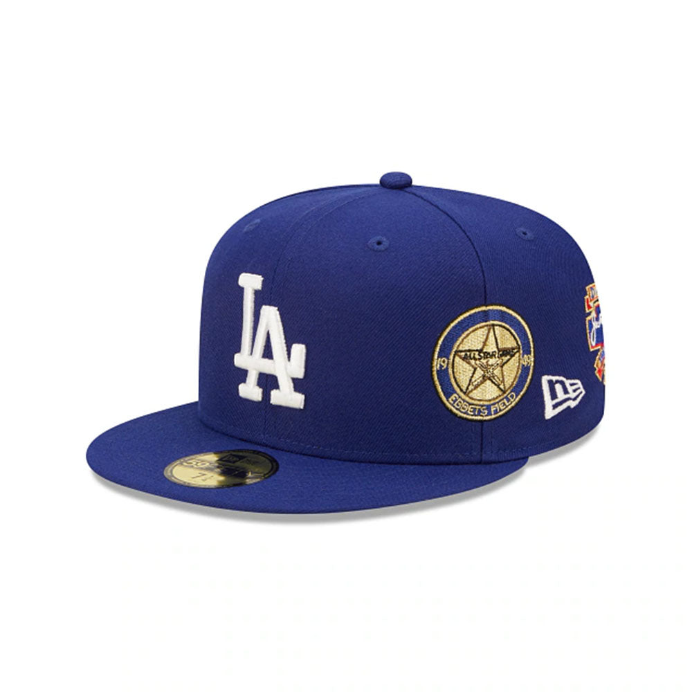 LA DODGERS COOPERSTOWN MULTI PATCH BLUE 59FIFTY FITTED CAP