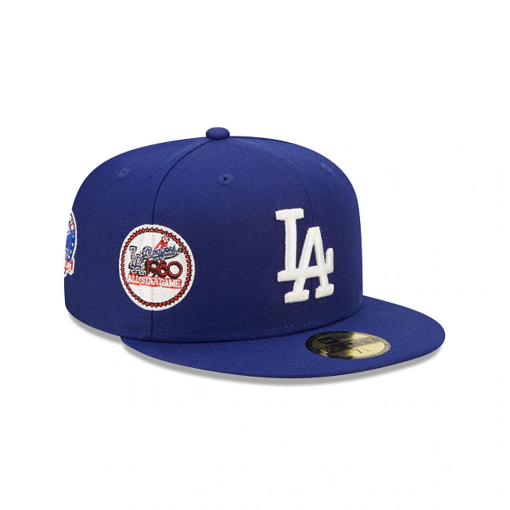 LA DODGERS COOPERSTOWN MULTI PATCH BLUE 59FIFTY FITTED CAP