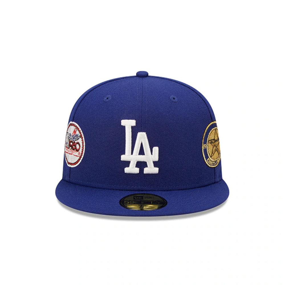 LA DODGERS COOPERSTOWN MULTI PATCH BLUE 59FIFTY FITTED CAP