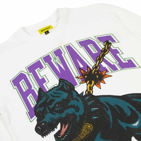 MARKET BEWARE DOG WASHED T-SHIRT