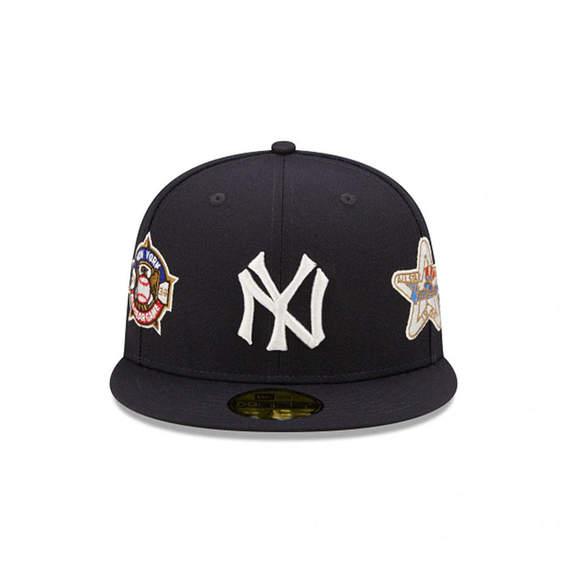 NEW YORK YANKEES COOPERSTOWN MULTI PATCH NAVY 59FIFTY FITTED CAP