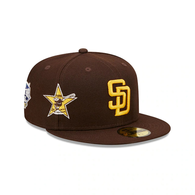 SAN DIEGO PADRES COOPERSTOWN MULTI PATCH BROWN 59FIFTY FITTED CAP