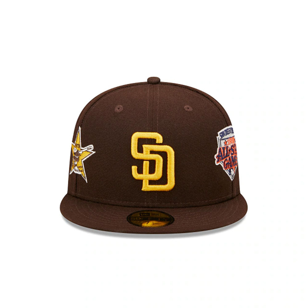 SAN DIEGO PADRES COOPERSTOWN MULTI PATCH BROWN 59FIFTY FITTED CAP