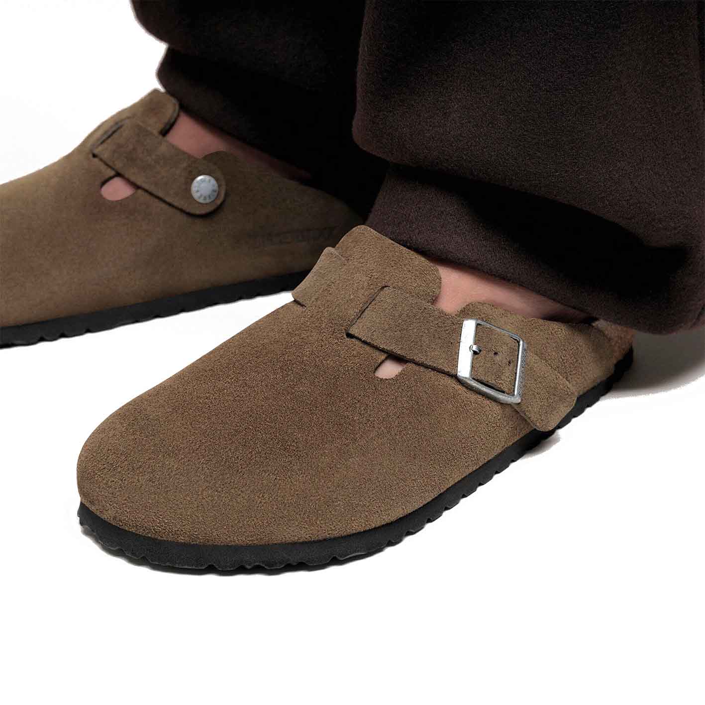 BOSTON SOFT FOOTBED DARK TEA TONAL SUEDE LEATHER