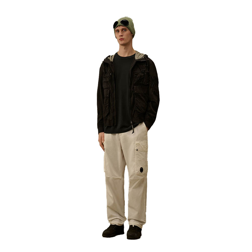 COTTON CREPE CREWNECK LENS SWEATER