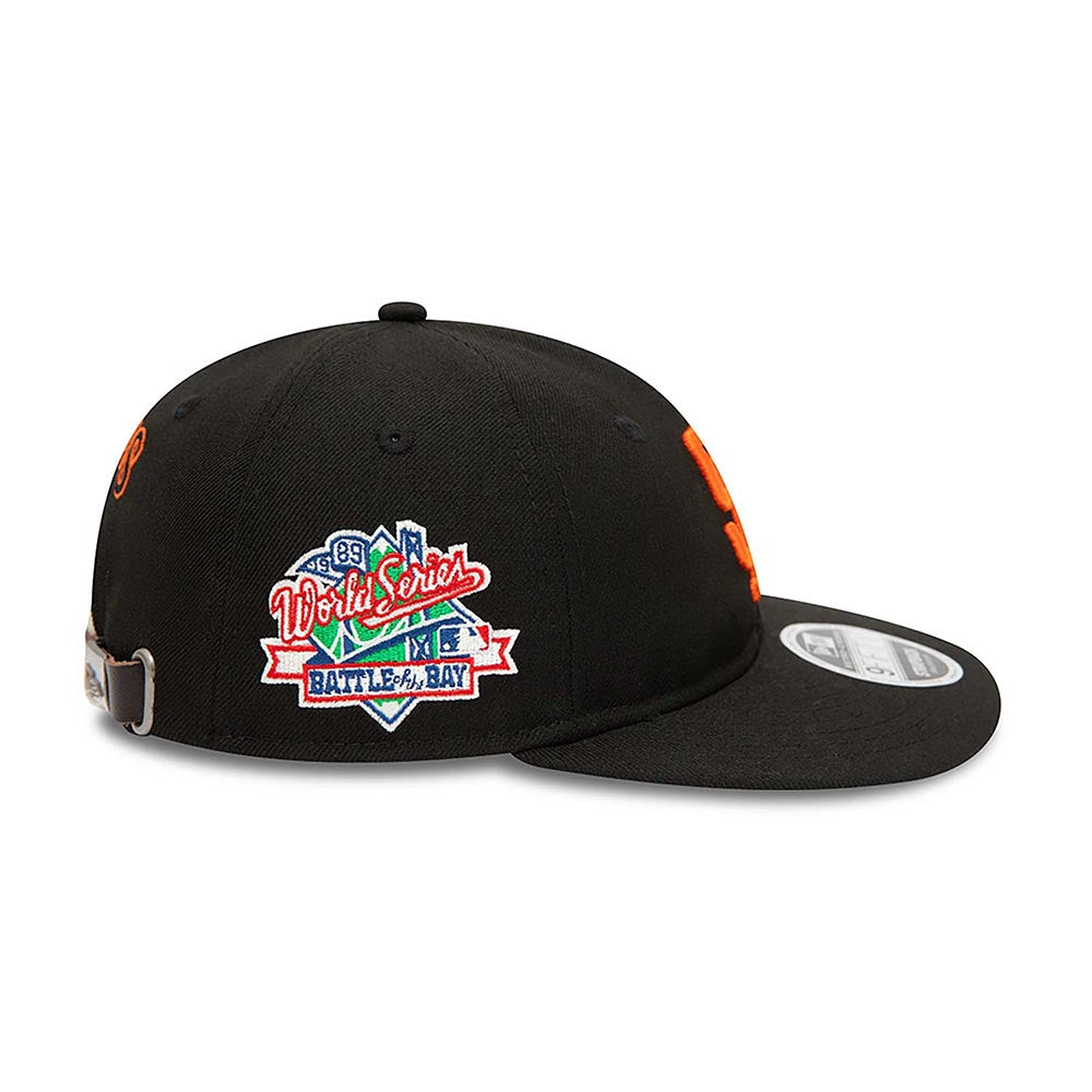 SAN FRANCISCO GIANTS COOPERSTOWN MULTI PATCH BLACK 9FIFTY STRAPBACK CAP