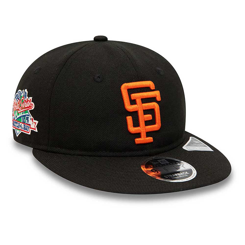 SAN FRANCISCO GIANTS COOPERSTOWN MULTI PATCH BLACK 9FIFTY STRAPBACK CAP