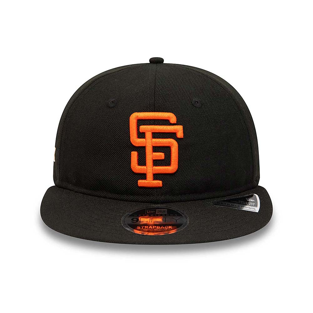 SAN FRANCISCO GIANTS COOPERSTOWN MULTI PATCH BLACK 9FIFTY STRAPBACK CAP