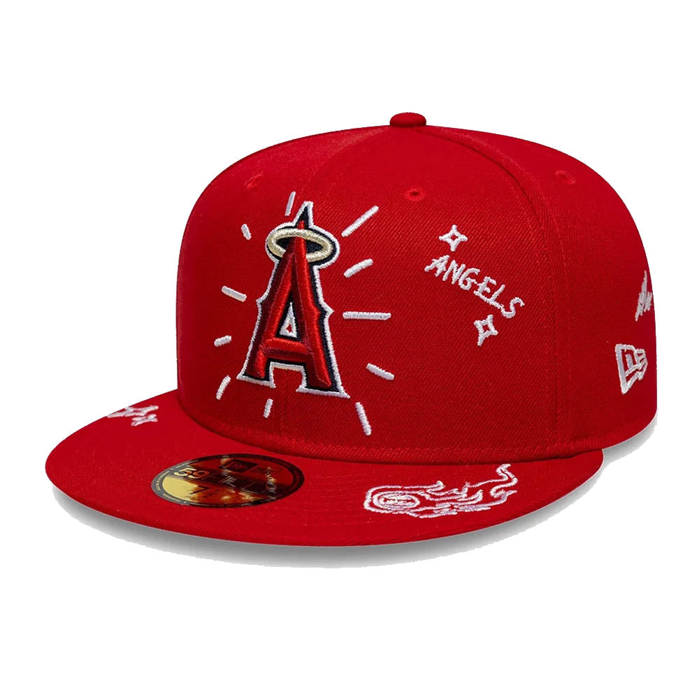 LA ANGELS MLB SCRIBBLE RED 59FIFTY CAP