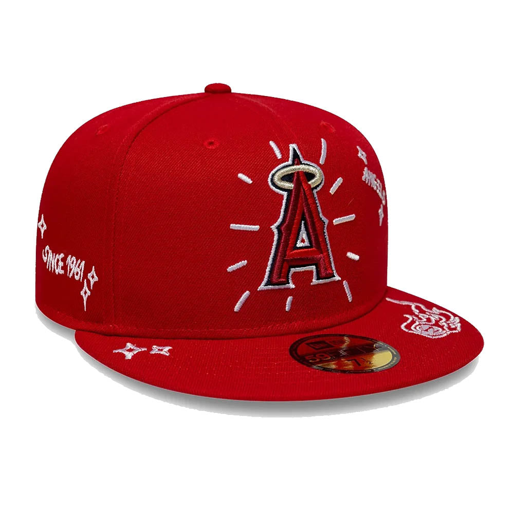 LA ANGELS MLB SCRIBBLE RED 59FIFTY CAP