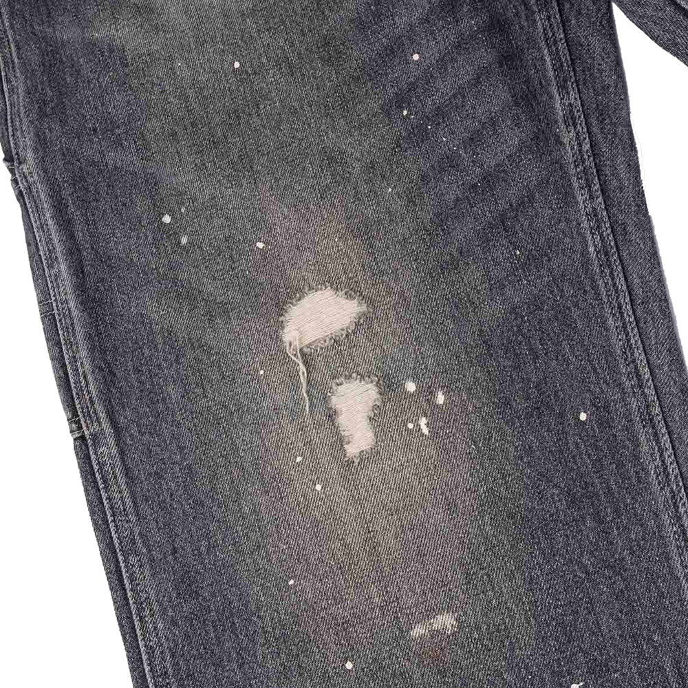 WASHED AND DISTRESSED DAICOCK PRINT RELAX FIT JEANS