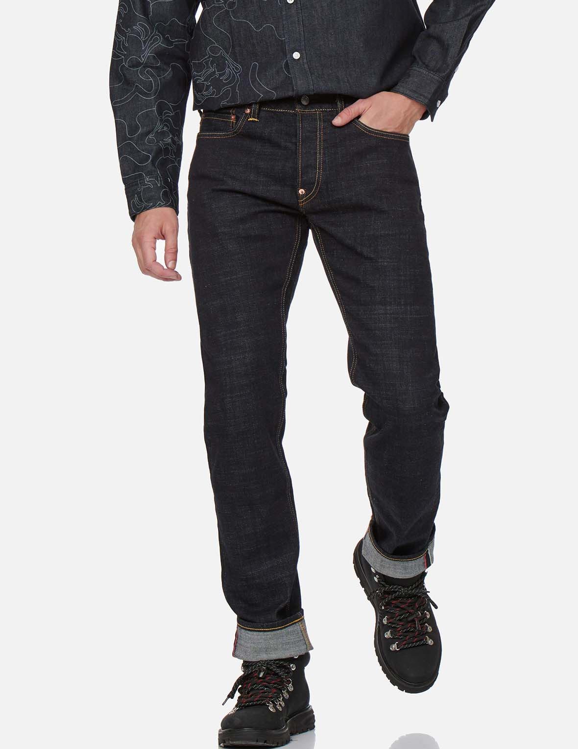 GODHEAD AND SEAGULL EMBROIDERED SLIM FIT JEANS #2010