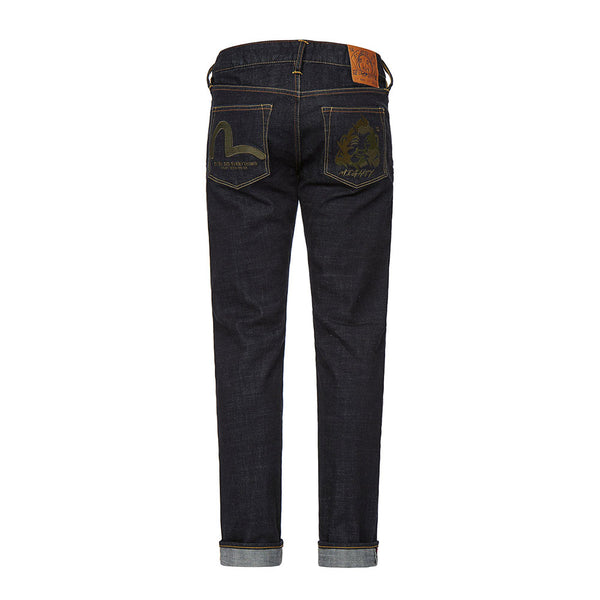 GODHEAD AND SEAGULL EMBROIDERED SLIM FIT JEANS #2010
