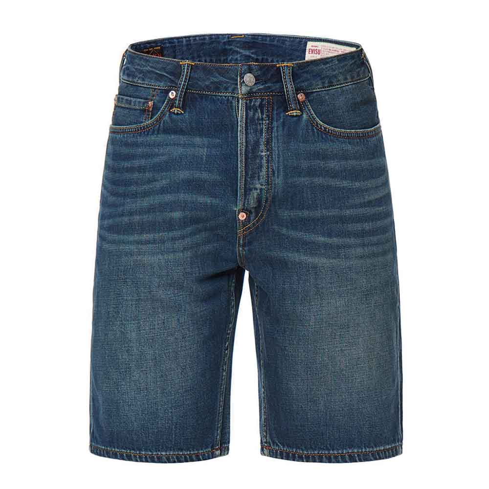 DAICOCK DISCHARGED PRINT AND EMBROIDERY DENIM SHORTS