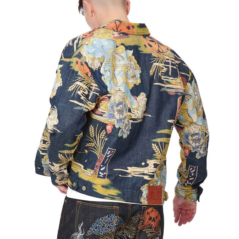 KOMAINU VINTAGE JAPANESE PAINTING PRINT DENIM JACKET