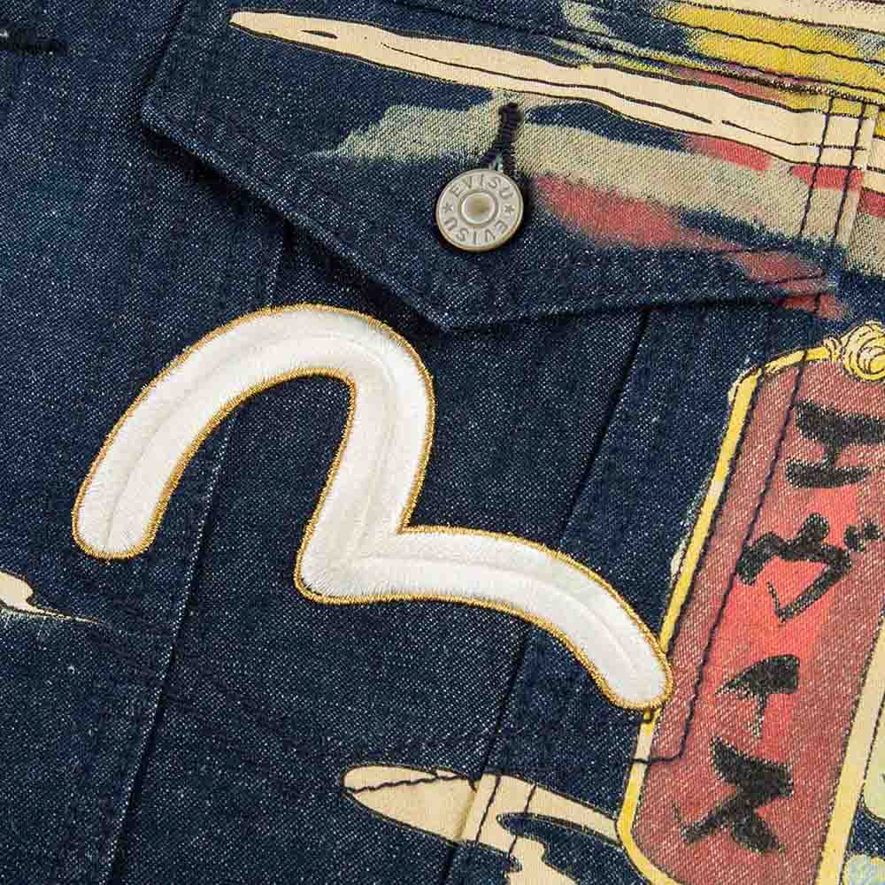 KOMAINU VINTAGE JAPANESE PAINTING PRINT DENIM JACKET