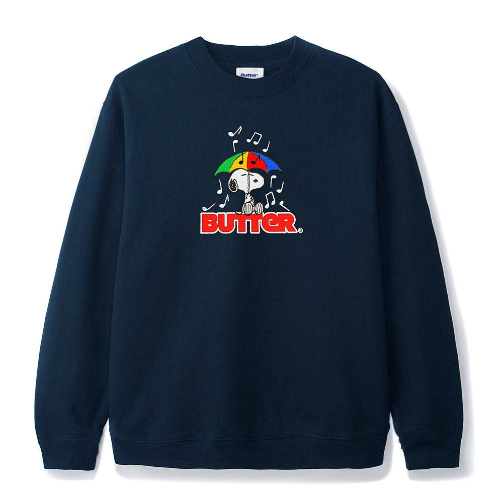 PEANUTS UMBRELLA EMBROIDERED CREWNECK SWEATSHIRT